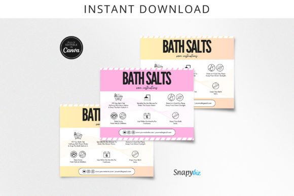 Download Ready to Print Bath Salts Care Card - Premium Bundle