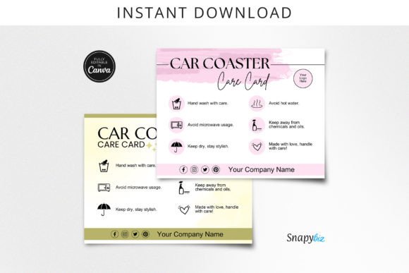Download Ready to Print Car Coaster Care Card - Premium Resources