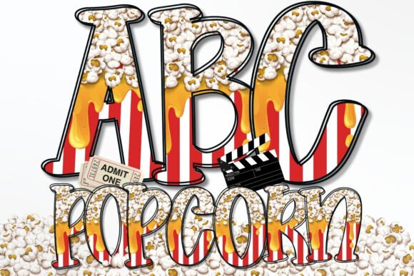 Download MOVIE POPCORN DOODLE LETTERS PNG - Movie Collection